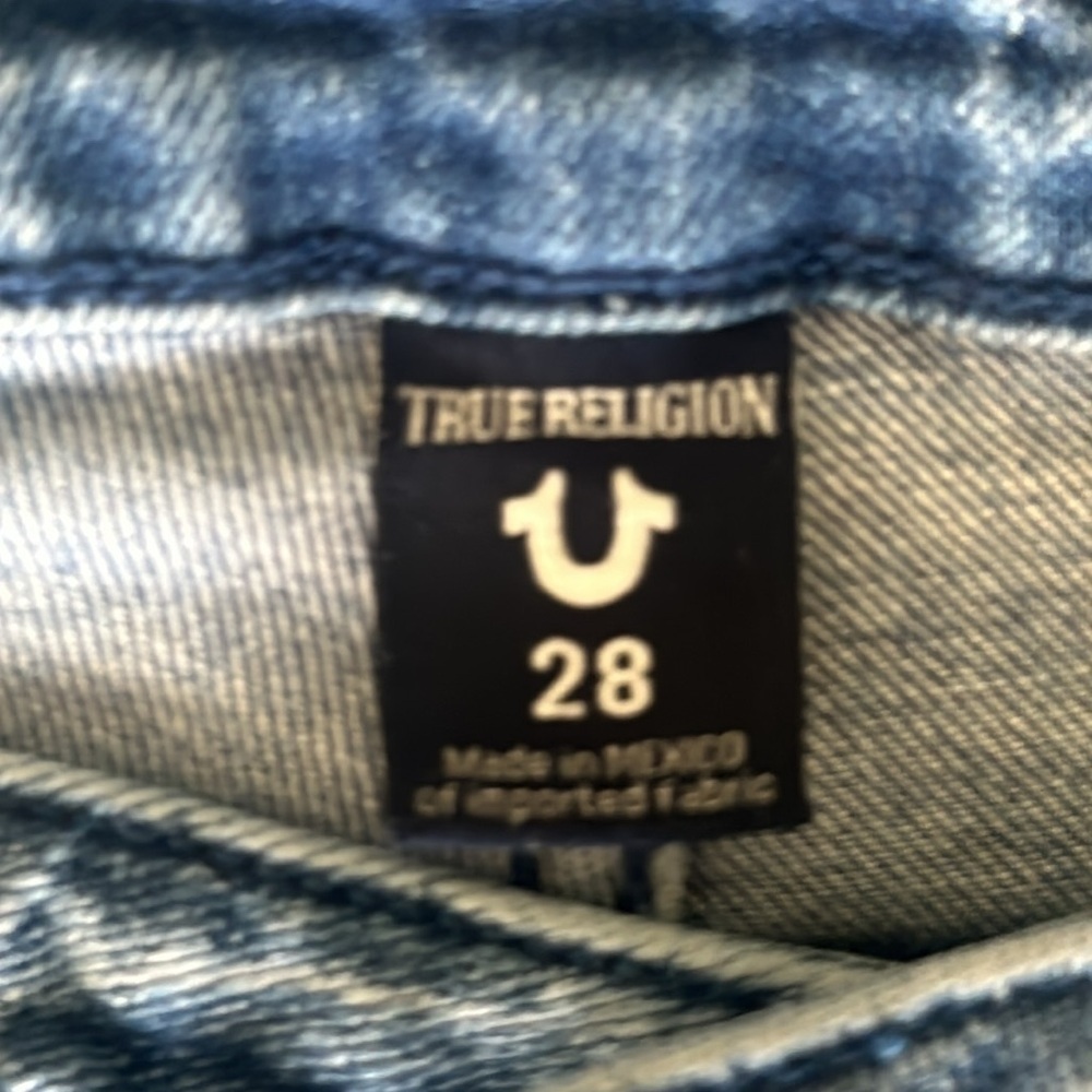 True Religion jeans size 28 Mid Rise straight crop beaded bikercore - Picture 5 of 10